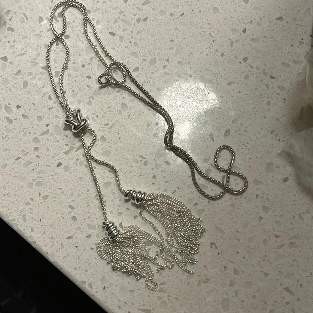 Kendra Scott -Silver Presleigh Necklace with Adjustable Slider